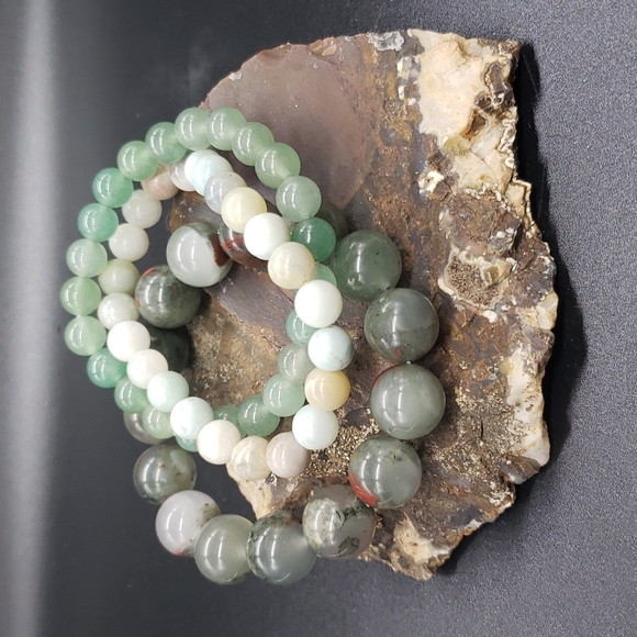 Jewelry - Crystal bead bracelet lot Amazonite, Green Aventurine, and African Bloodstone
